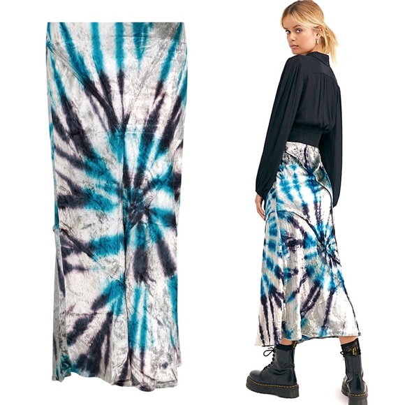 Free People Dresses & Skirts - Free People Tie Dye Velvet Midi Skirt NEW